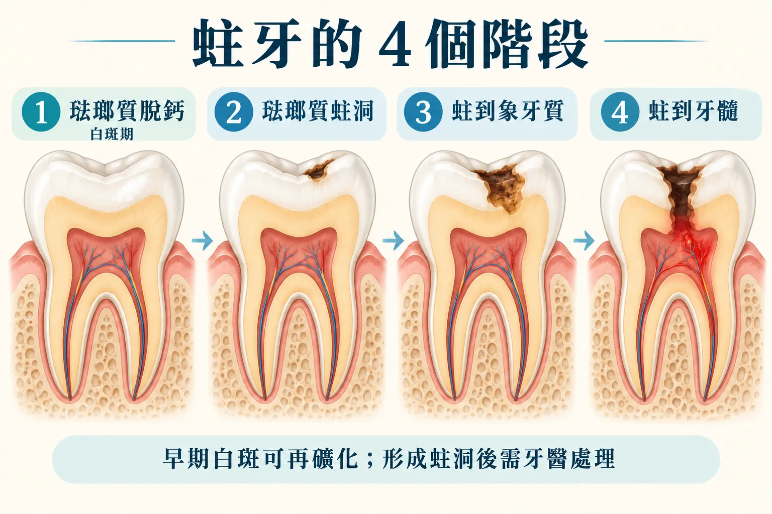 蛀牙是怎麼形成的？從琺瑯質到神經的4個階段